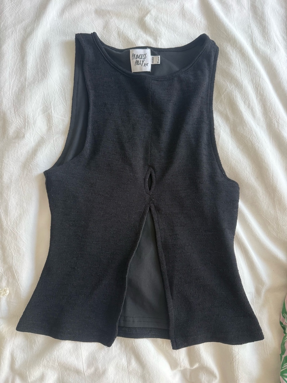 Princess Polly Black Twist-Front Sleeveless Tank